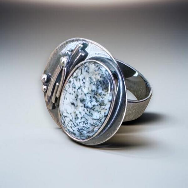 Ring mit Dendritenjaspis in 925 Silber