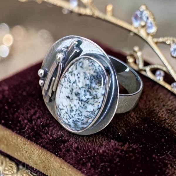 Ring mit Dendritenjaspis in 925 Silber
