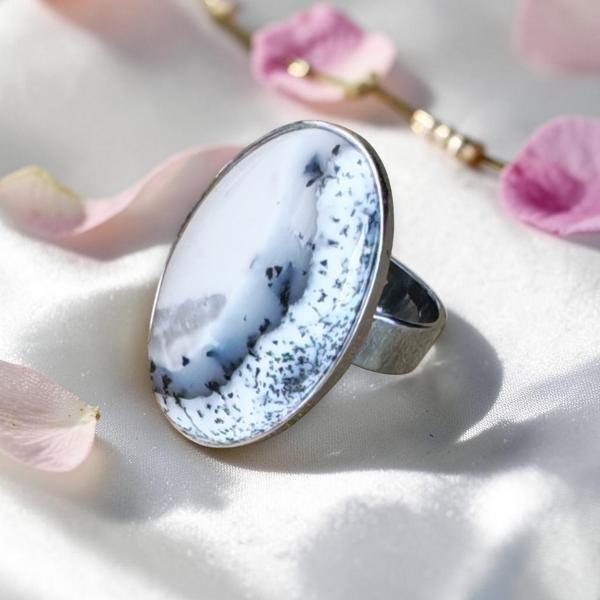 Ring mit Dendritenjaspis in 925 Silber