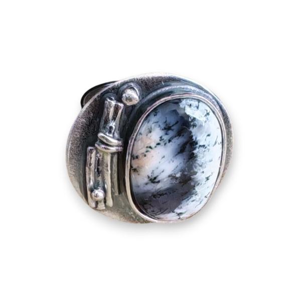 Ring mit Dendritenjaspis in 925 Silber