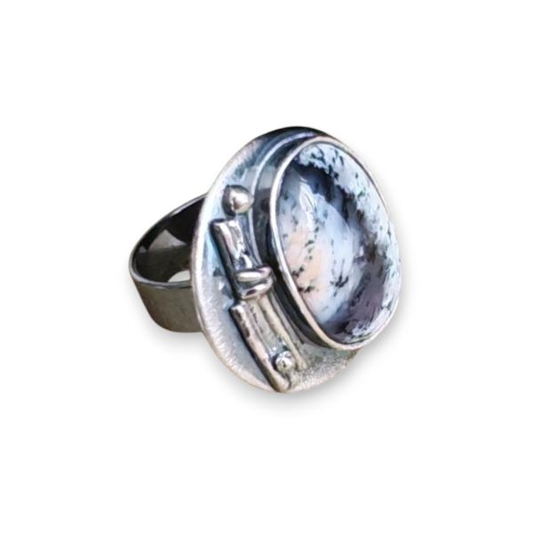 Ring mit Dendritenjaspis in 925 Silber