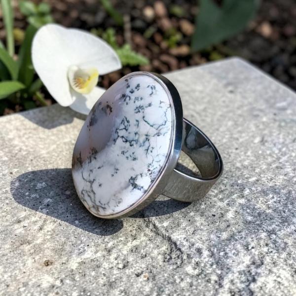 Ring mit Dendritenjaspis in 925 Silber