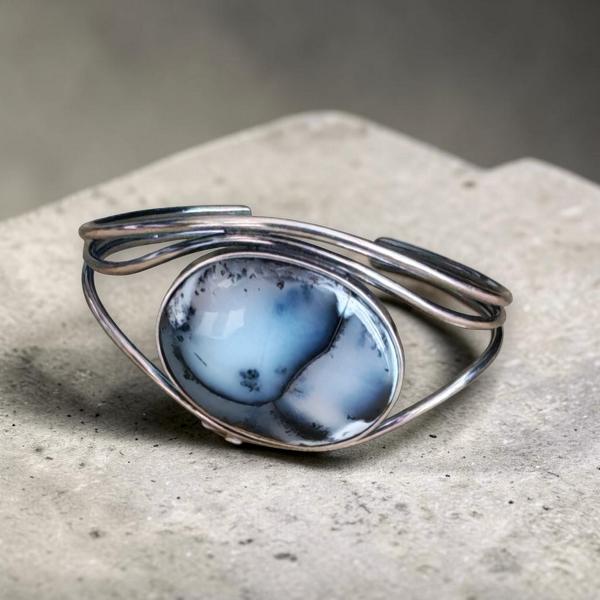 Armspange mit Dendritenjaspis in 925 Silber