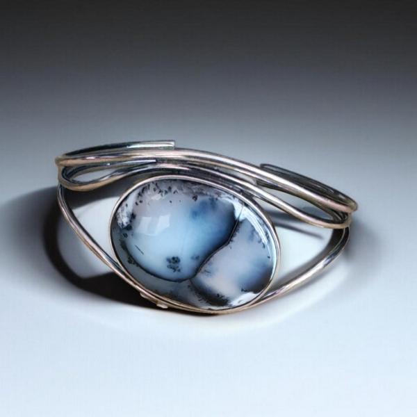 Armspange mit Dendritenjaspis in 925 Silber