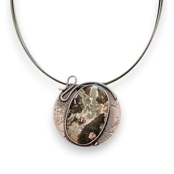 Halsschmuck Grünopal in 925 Silber