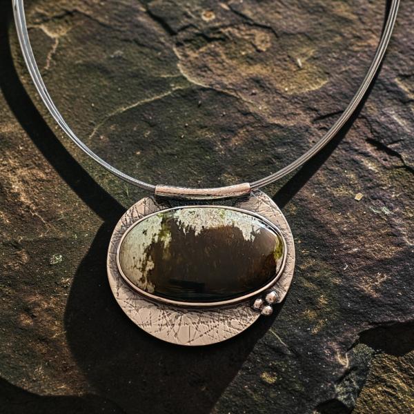 Halsschmuck Grünopal in 925 Silber