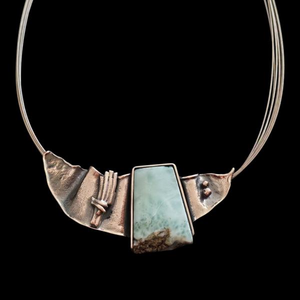 Halsschmuck Larimar in 925 Silber.