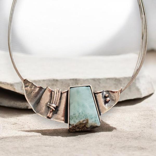 Halsschmuck Larimar in 925 Silber.