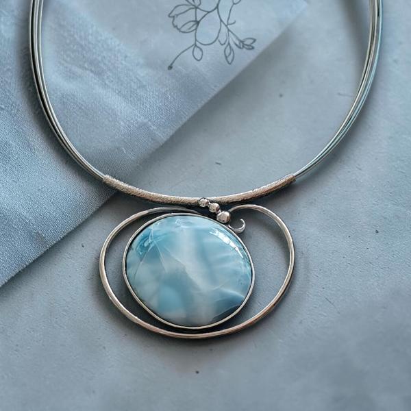 Halsschmuck Larimar in 925 Silber