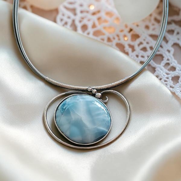 Halsschmuck Larimar in 925 Silber