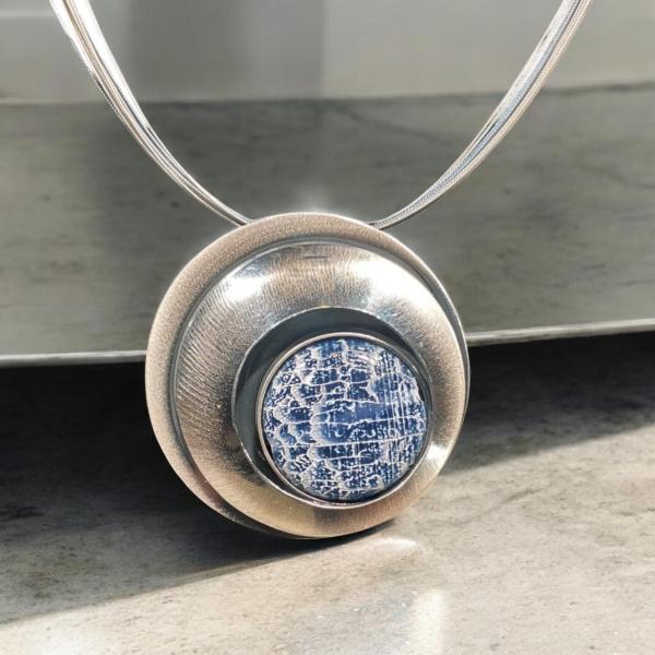 Halsschmuck Achat blau in 925 Silber