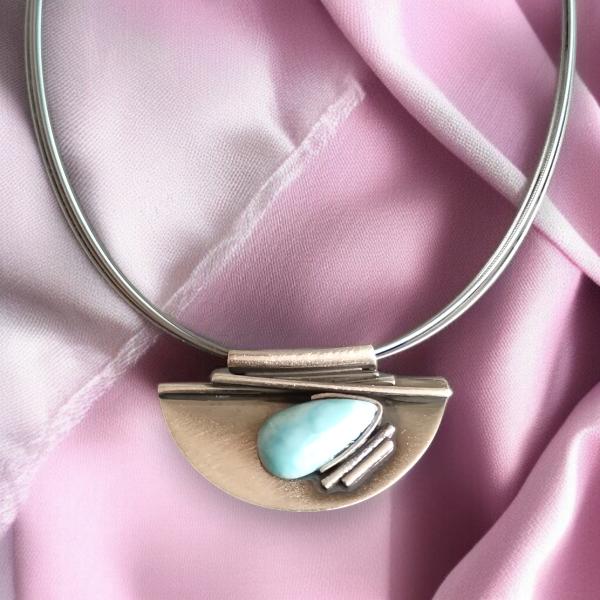 Halsschmuck Larimar in 925 Silber
