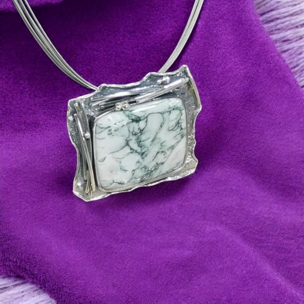 Halsschmuck Moosachat in 925 Silber
