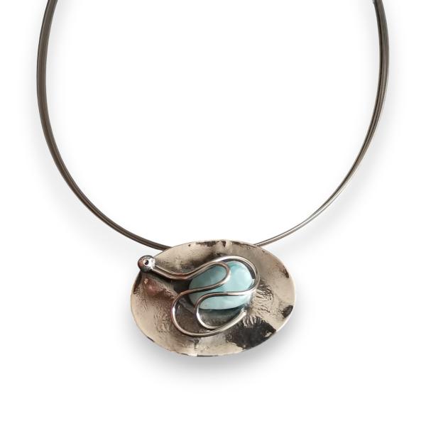 Halsschmuck Larimar in 925 Silber