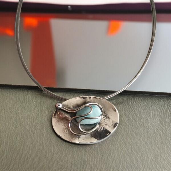 Halsschmuck Larimar in 925 Silber
