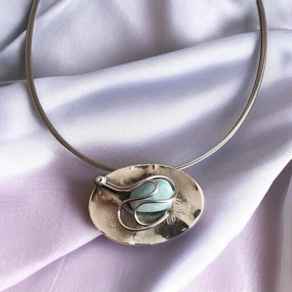 Halsschmuck Larimar in 925 Silber