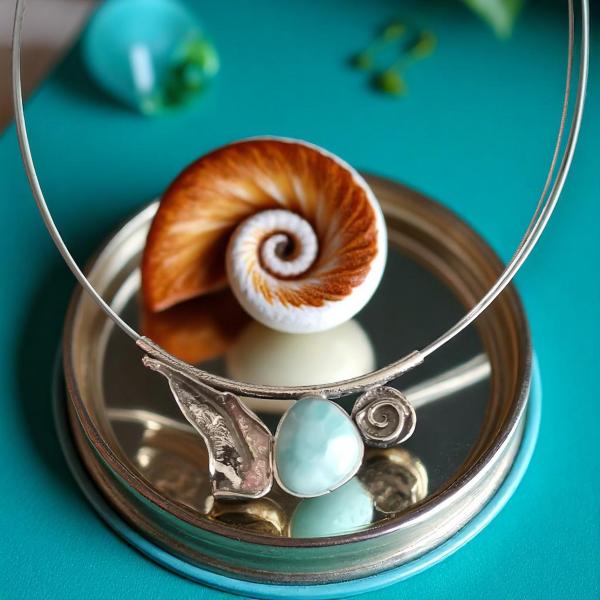 Halsschmuck Larimar in 925 Silber