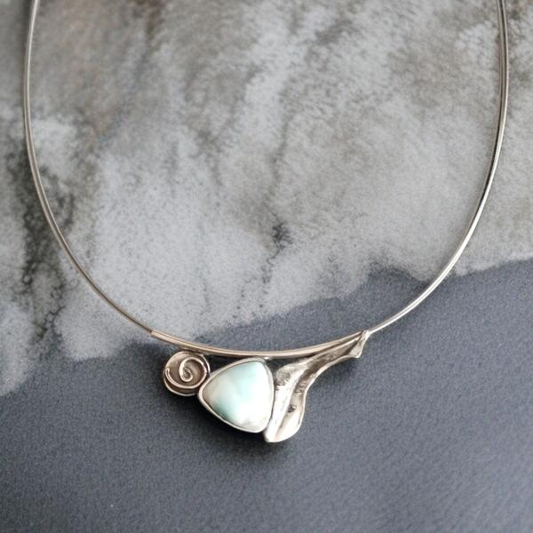 Halsschmuck Larimar in 925 Silber