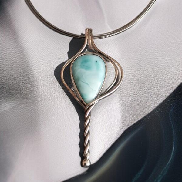 Halsschmuck Larimar in 925 Silber