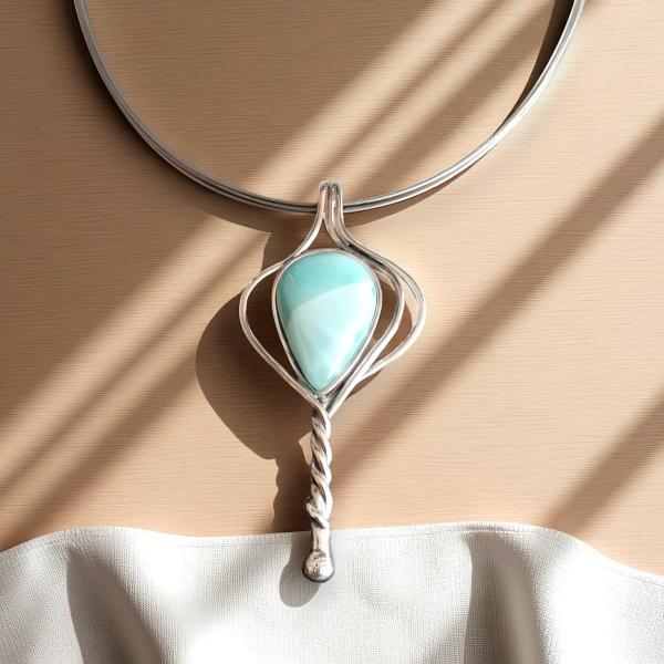 Halsschmuck Larimar in 925 Silber