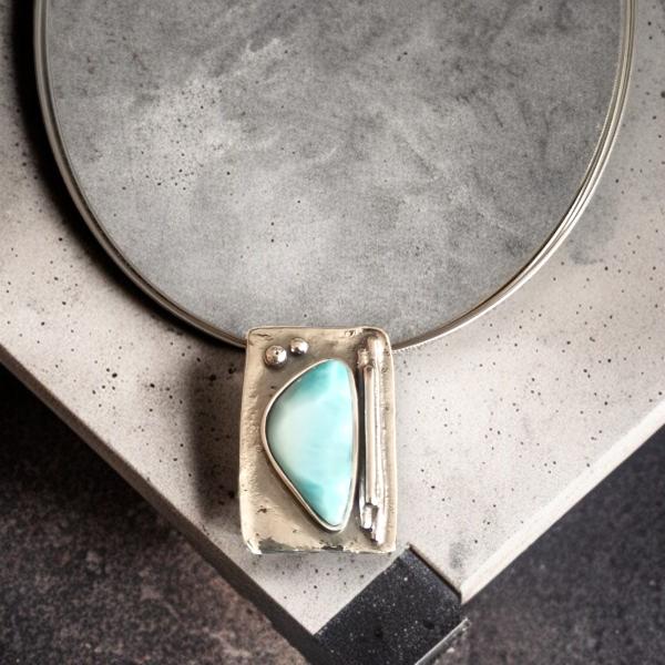 Halsschmuck Larimar in 925 Silber
