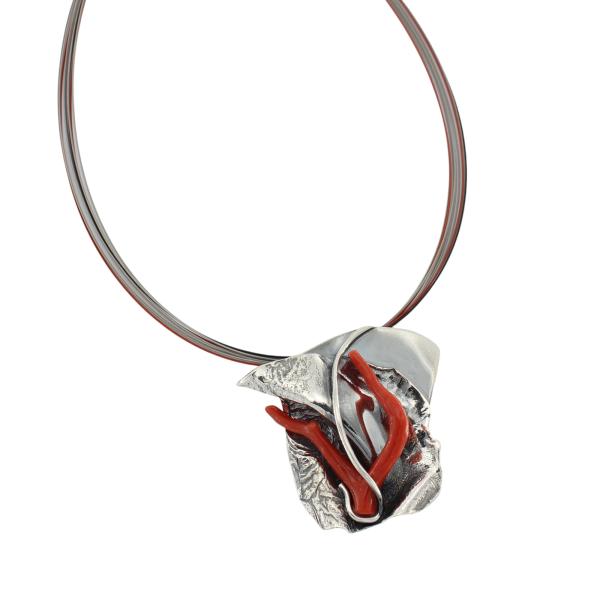 Halsschmuck Koralle in 925 Silber
