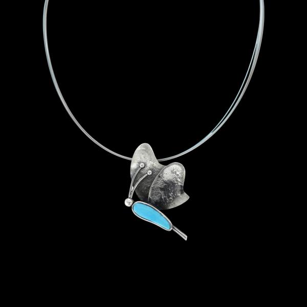 Halsschmuck mit Türkis in 925 Silber - Schmetterling